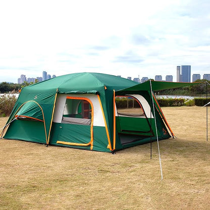 KTT Extra Large Tent 10-12-14 Person(Style-B),Family Cabin Tents,2 Rooms,3 Doors and 3 Windows with Mesh,Straight Wall,Waterproof,Double Layer,Big Tent for Outdoor,Picnic,Camping,Family Gathering