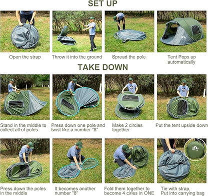 Night Cat Pop-up Camping Tent: 2 Person Tent Waterproof Instant Easy Setup Family Tent