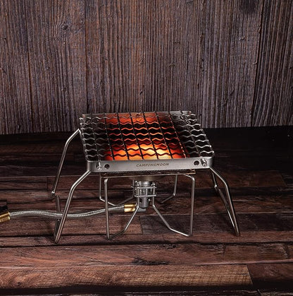 CAMPINGMOON Portable Folding Camping Campfire Grill over Fire Split Stoves 304 Stainless Steel (ZJP 1011)