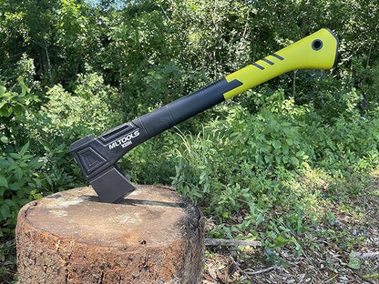 Gardening Hatchet X20H - Camping Hatchet, Fiberglass Ergonomic Handle, High Carbon Steel Head - Torque, Weatherproof Survival Axes and Hatchets - Non-Slip Grip - Protection Guard & Lock - 20"