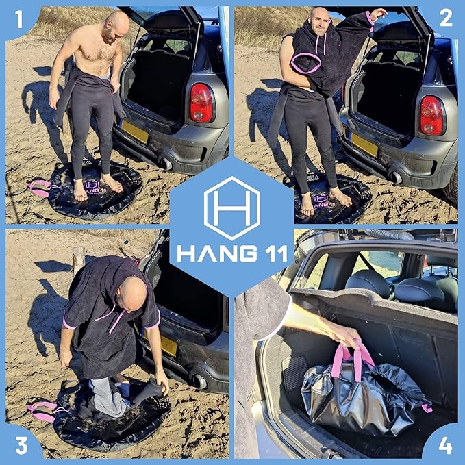 Hang 11' Surf Poncho - Surf Changing Poncho with Front Pocket, Changing Towel Poncho Adult, Swim Poncho Towel, Hooded Towel Adult, Beach Poncho, Wearable Towel, Beach Changing Poncho