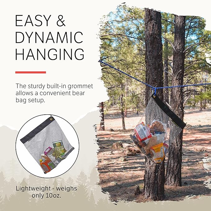 Bear Bags for Food Backpacking - Bear Sack Rodent Proof Food Storage Container - Ultralight Backpacking and Camping Food and Gear Storage Hanging Mesh Bag