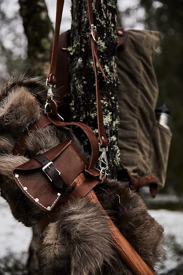 Helko Werk Leather Axe Sheath - Genuine Leather Sheath for Double Bit Axes Leather and Hatchet Cover and Axe Cover