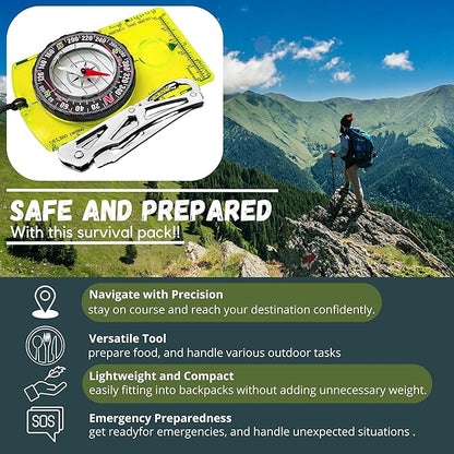 Pack of 2 Orienteering Compass Hiking-Compasses boy Scout Kids- Magnetic Gear Set Navigation map- Brujulas orientacion-Backpacking Camping Hunting Survival.