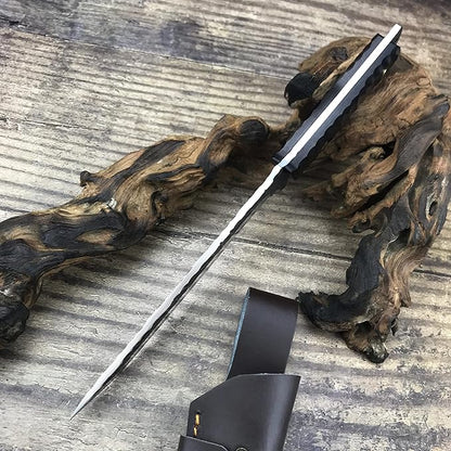 HUAAO 11.6’’ Fixed Blade Knife with Sheath, Japanese Knife with Ebony Handle, Katana Tanto Knife for Hunting Camping Survival (Tanto Point Blade)