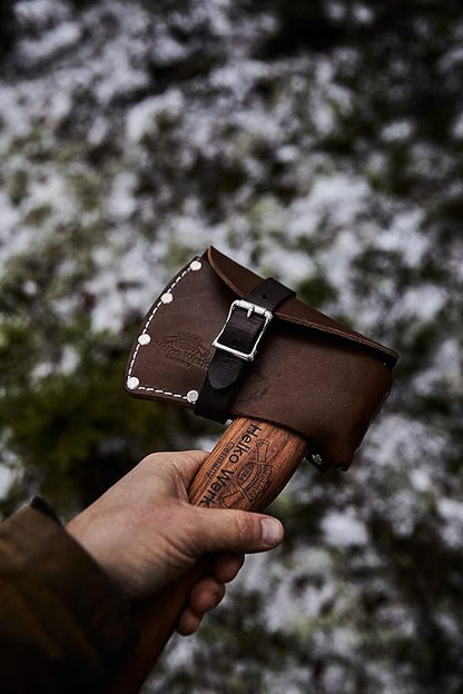 Helko Werk Leather Axe Sheath - Genuine Leather Sheath for Double Bit Axes Leather and Hatchet Cover and Axe Cover