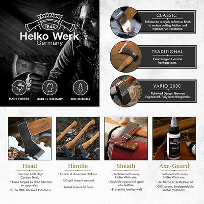 Helko Werk Leather Axe Sheath - Genuine Leather Sheath for Double Bit Axes Leather and Hatchet Cover and Axe Cover