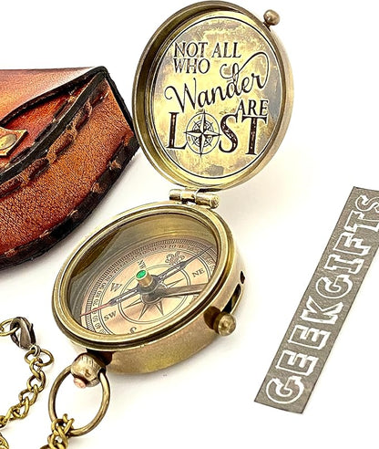 Engraved Compass - NOT All WHO Wander are Lost - Unique Gifts for Fathers, dad, for him Gifts Husband, Husband, Men's Graduation Gifts, Unique Gifts for Anniversary