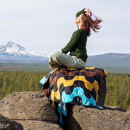 Horizon Hound Down Camping Blanket - Outdoor Travel Quilt | Sustainable, Insulated, Lightweight & Warm Gear for Sleep, Camping, Stadium, Hiking & Festivals | Water Resistant, Packable & Compact
