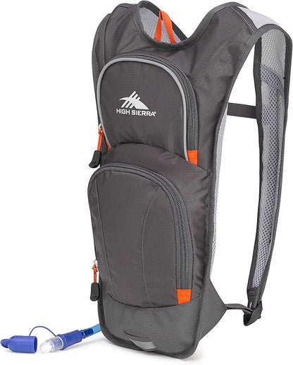 High Sierra HydraHike Hydration Backpack, Lightweight Running Backpack, Cycling, Hiking, for Men, Women & Kids, Mercury/Redline, 4L