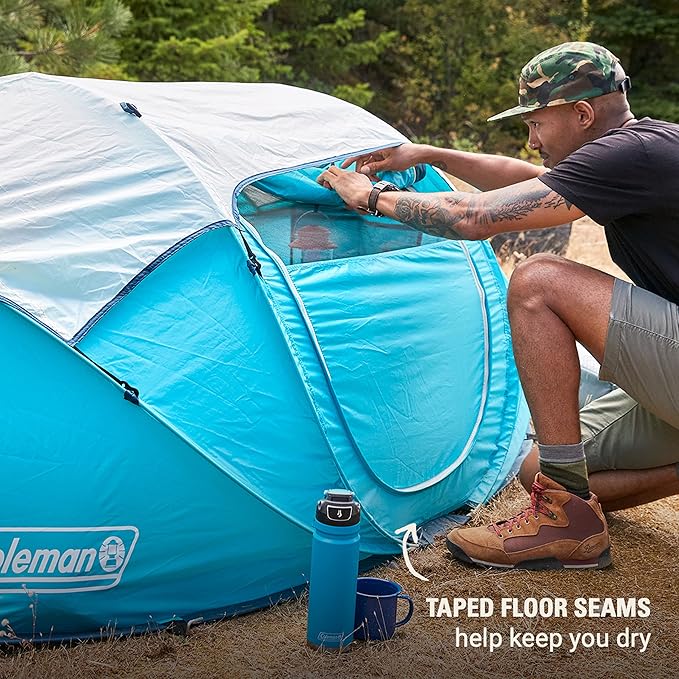 Coleman Pop-Up Instant Tent Sets Up in 10 Seconds, Portable & Lightweight 2/4 Person Tent with Adjustable Rainfly