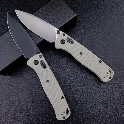 HUAAO Axis Lock Pocket Knife, EDC Mini Bugout Folding Pocket Knives,Plain Edge, Thumb Stud Manual Open, Nylon Grivory Handle with Belt Clip (440C blade)
