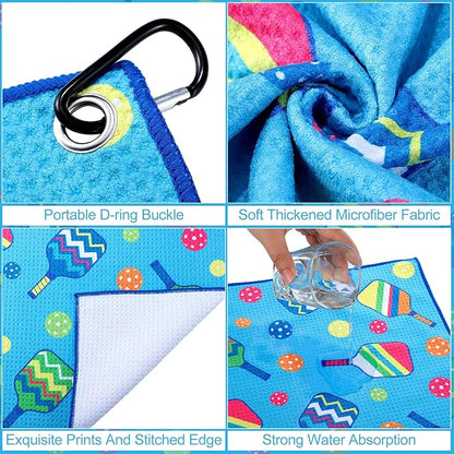 Hosuly 4 Pieces Sports Towels Funny Ball Towels Microfiber Athletic Towels with Clip Accessories Retirement Gift for Men Women Lovers