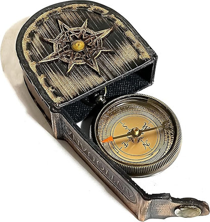 to My Grand Son Engraved Compass with Authentic Leather Case Brass Compass Directional Compass, Baptism Gifts for Boys & Girls, First Communion (BLC3)