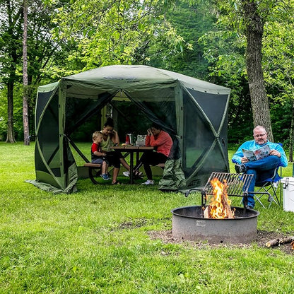 CLAM Pop Up Screen Tent, Outdoor Camping Gazebo Canopy, Escape, 11.5', Green