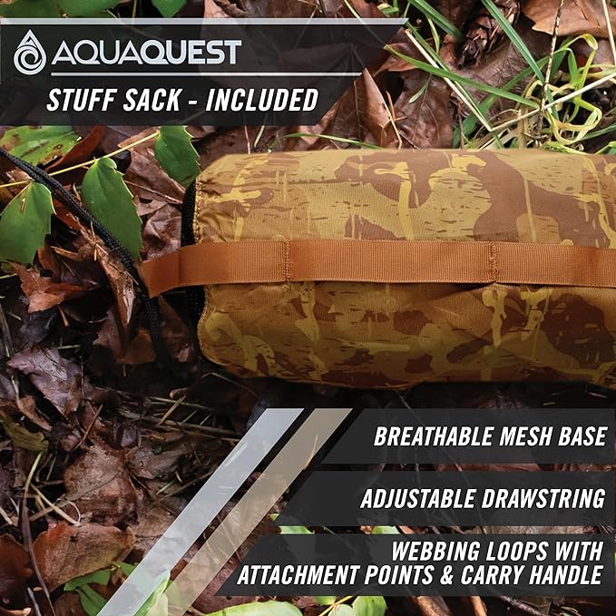AquaQuest Safari Camping Tarp - Lightweight Durable Rain Fly - Waterproof Camping Essentials for Hiking, Backpacking & Hammock, 10 x 10 ft, True Terrain Camo