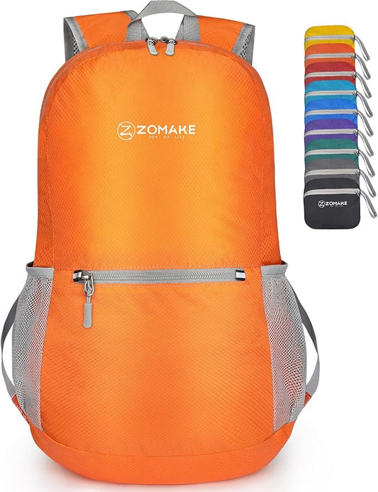 ZOMAKE Ultra Lightweight Hiking Backpack 20L, Packable Small Backpacks Water Resistant Daypack for Women Men(Orange)