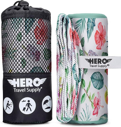 Hero Microfiber Large Beach Towel Compact for Travel (Jungle Garden, 40" x 72")