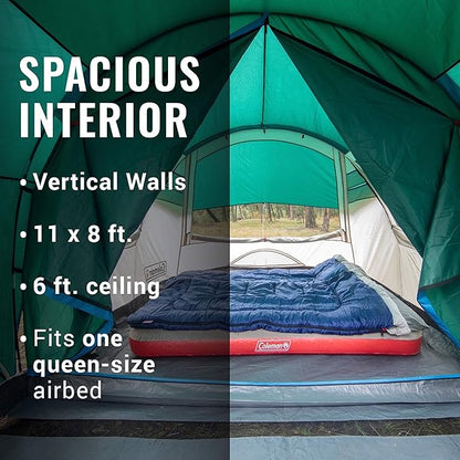 Coleman Weatherproof 4-Person Cabin Tent with Screened Porch, Screen Room Adds 35% More Space, Rainfly Included, 10-Minute Setup