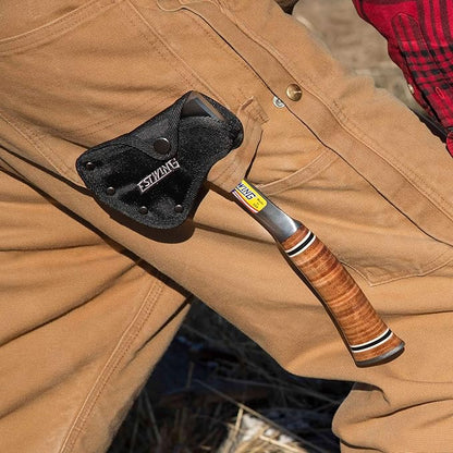 ESTWING Sportsman's Axe - 12" Camping Hatchet with Forged Steel Construction & Genuine Leather Grip - E14A