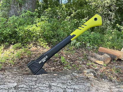 Gardening Hatchet X20H - Camping Hatchet, Fiberglass Ergonomic Handle, High Carbon Steel Head - Torque, Weatherproof Survival Axes and Hatchets - Non-Slip Grip - Protection Guard & Lock - 20"