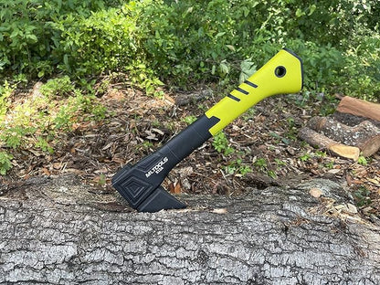 Camping Axe X12A - Camp Axe with Fiberglass Ergonomic Handle, High Carbon Steel Head - Torque & Weatherproof Survival Axes and Hatchets - Non-Slip Grip - with Protection Guard & Lock - 12.5"